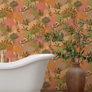 Terracotta Bohemian Walk Tree Peel and Stick Wallpaper