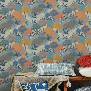 Blue Bohemian Walk Tree Peel and Stick Wallpaper