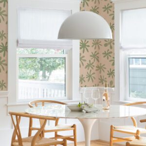 Blush and Sage Field of Flowers Peel and Stick Wallpaper