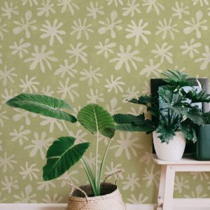 Sage Field of Flowers Peel and Stick Wallpaper