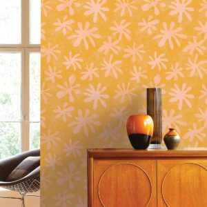 Orange Field of Flowers Peel and Stick Wallpaper