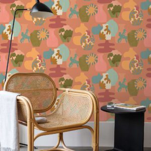 Terracotta Miracle Vases Geometric Peel and Stick Wallpaper