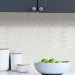 Grey Foliate Peel and Stick Wallpaper