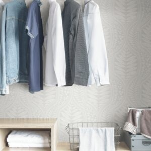 Grey Foliate Peel and Stick Wallpaper