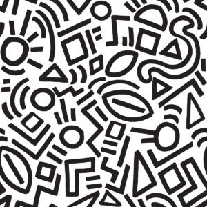 Black Doodle Abstract Peel and Stick Wallpaper
