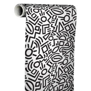 Black Doodle Abstract Peel and Stick Wallpaper