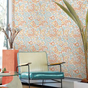 Multi Doodle Abstract Peel and Stick Wallpaper