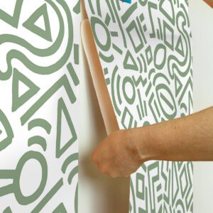 Sage Doodle Abstract Peel and Stick Wallpaper