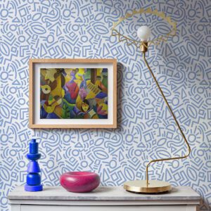 Periwinkle Doodle Abstract Peel and Stick Wallpaper