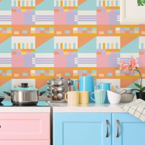 Multi Warm Kiki Shapes Peel and Stick Wallpaper