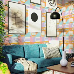 Multi Warm Kiki Shapes Peel and Stick Wallpaper