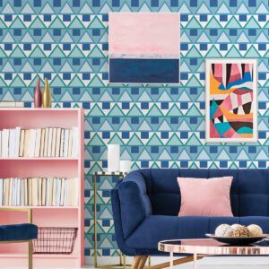 Blue Madaket Geometric Peel and Stick Wallpaper
