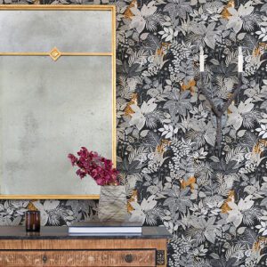 Charcoal Tropical Oasis Peel and Stick Wallpaper