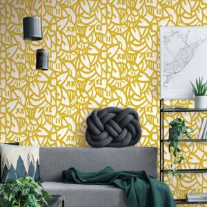 Yellow Bold Arrangements Peel and Stick Wallpaper