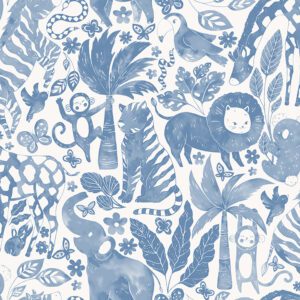 Sweet Safari Blue Peel and Stick Wallpaper
