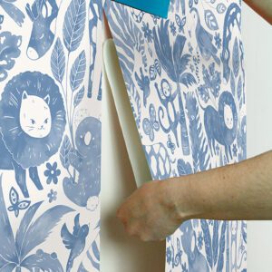 Sweet Safari Blue Peel and Stick Wallpaper
