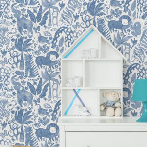 Sweet Safari Blue Peel and Stick Wallpaper