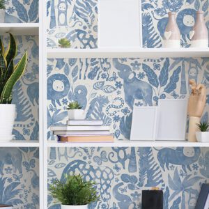 Sweet Safari Blue Peel and Stick Wallpaper