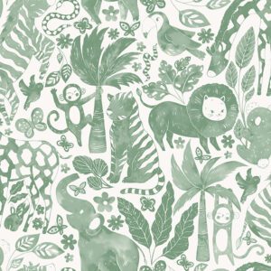 Sweet Safari Green Peel and Stick Wallpaper