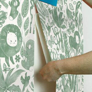 Sweet Safari Green Peel and Stick Wallpaper