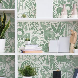 Sweet Safari Green Peel and Stick Wallpaper