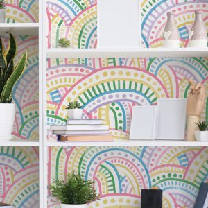 Retro Rainbow Multi Bright Peel and Stick Wallpaper