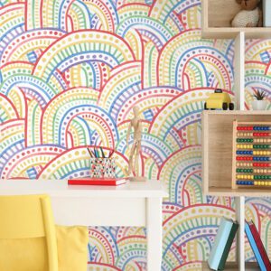 Retro Rainbow Multi Peel and Stick Wallpaper