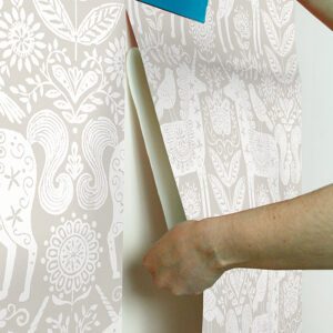 Unicorn Stamp Taupe Peel and Stick Wallpaper