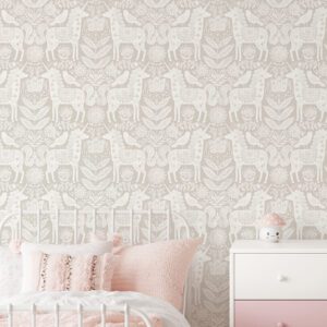 Unicorn Stamp Taupe Peel and Stick Wallpaper