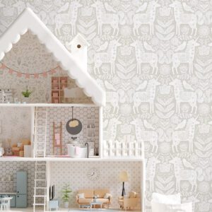 Unicorn Stamp Taupe Peel and Stick Wallpaper