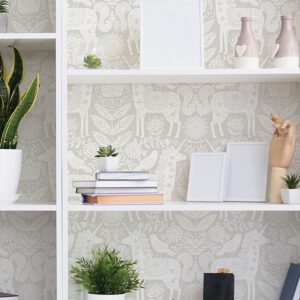 Unicorn Stamp Taupe Peel and Stick Wallpaper