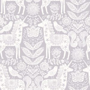 Unicorn Stamp Purple Peel and Stick Wallpaper