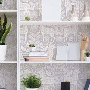 Unicorn Stamp Purple Peel and Stick Wallpaper