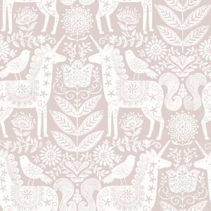 Unicorn Stamp Pink Peel and Stick Wallpaper