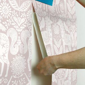 Unicorn Stamp Pink Peel and Stick Wallpaper