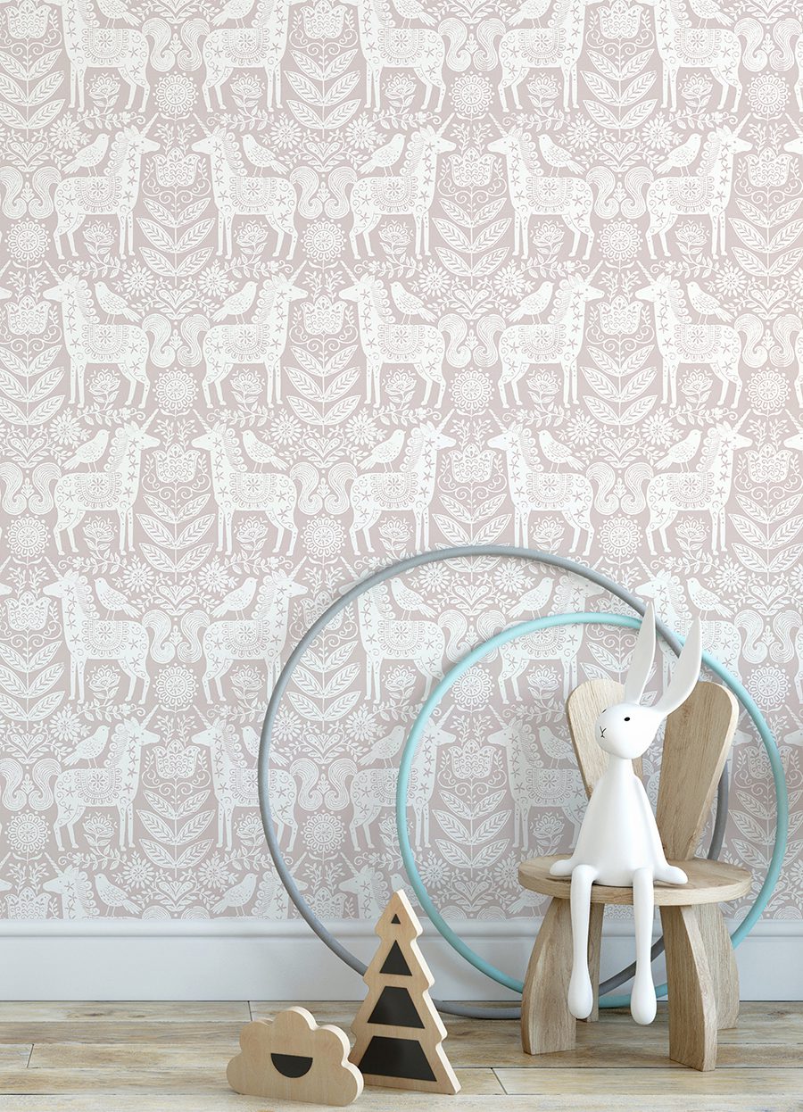 0066790 unicorn stamp pink peel and stick wallpaper.jpeg