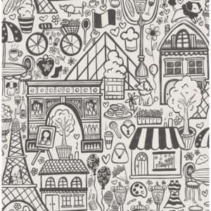 Oui Paris Charcoal Peel and Stick Wallpaper