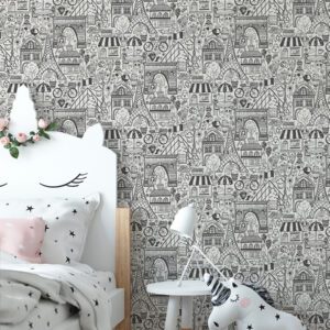 Oui Paris Charcoal Peel and Stick Wallpaper