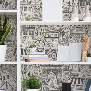 Oui Paris Charcoal Peel and Stick Wallpaper