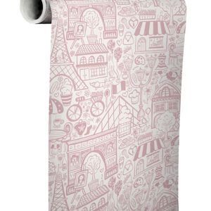 Oui Paris Pink Peel and Stick Wallpaper