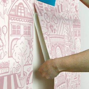 Oui Paris Pink Peel and Stick Wallpaper