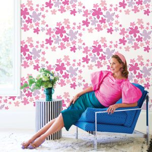 Lele Lillies Pink Peel and Stick Wallpaper