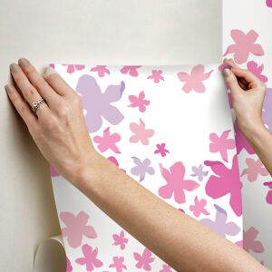 Lele Lillies Pink Peel and Stick Wallpaper