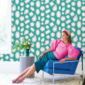 Lele Gems Teal Peel and Stick Wallpaper