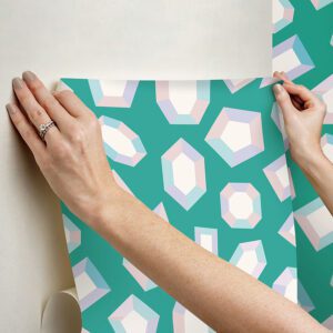 Lele Gems Teal Peel and Stick Wallpaper