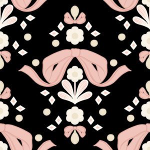 Bow Damask Black Peel and Stick Wallpaper