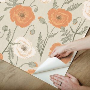 Spice Poppy Field Peel and Stick Wallpaper