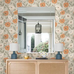 Spice Poppy Field Peel and Stick Wallpaper