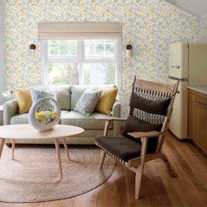 Aqua Poppy Field Peel and Stick Wallpaper