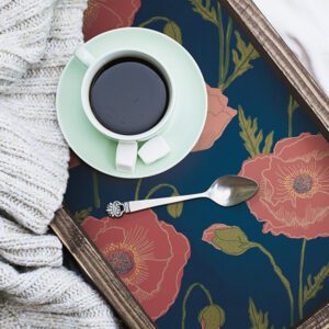 Navy Pink Poppy Field Peel and Stick Wallpaper